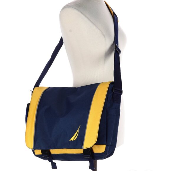 Nautica Spinnaker Collection Messenger Laptop Bag in Navy and Yellow - Picture 3 of 7